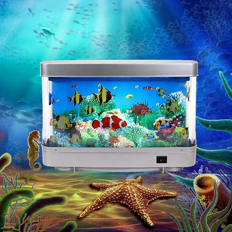 Artificial Tropical Fish Tank Night Light, Virtual Ocean, Dynamic LED Table Lamp, Decoração do quarto de casa, Presentes de Natal para crianças, Novo