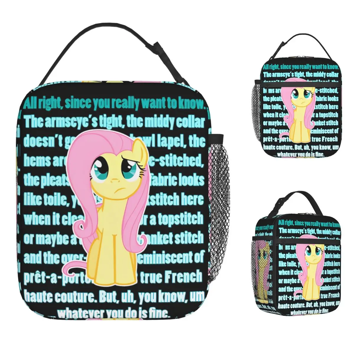 

Fluttershy Critique Insulated Lunch Bag Portable Ponies Friendship is Magic My Little Pony Reusable Thermal Bag Tote Lunch Box