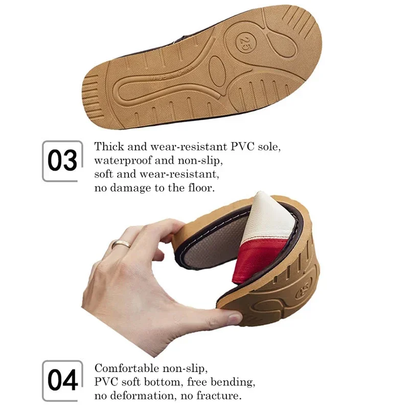 NewLight Luxury Genuine Leather Sheepskin Women\'s Slippers PVC Rubber Sole Non-Slip Summer Shoes Comfortable Soft Couple Sandals