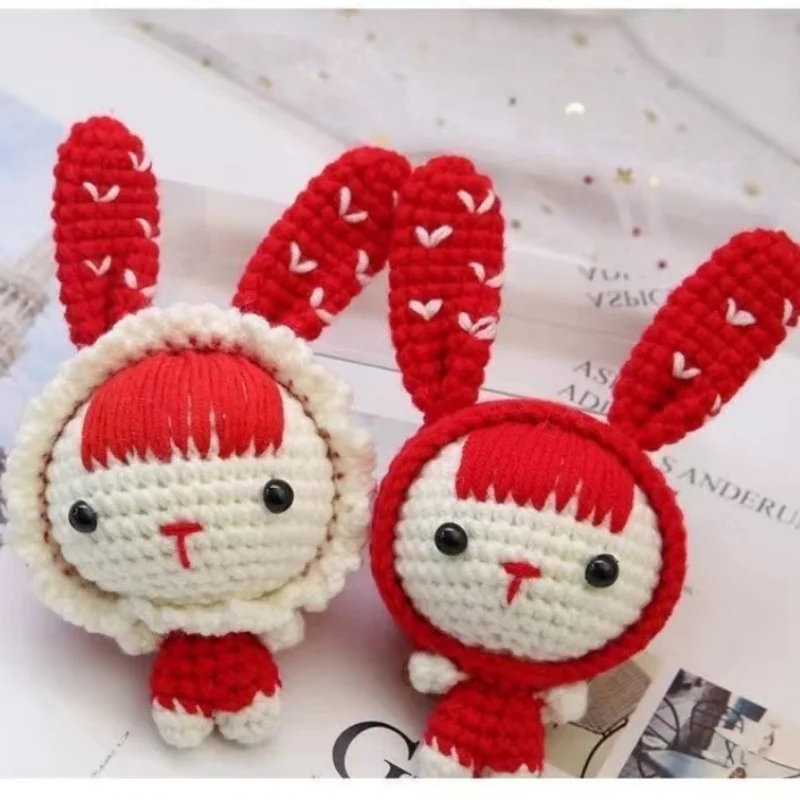 Handmade Knitting Cute Rabbit Baby Materials Crochet for Knittin Dolly Knit and Crochet Craft Set Kit Yarn Knitting for Beginner