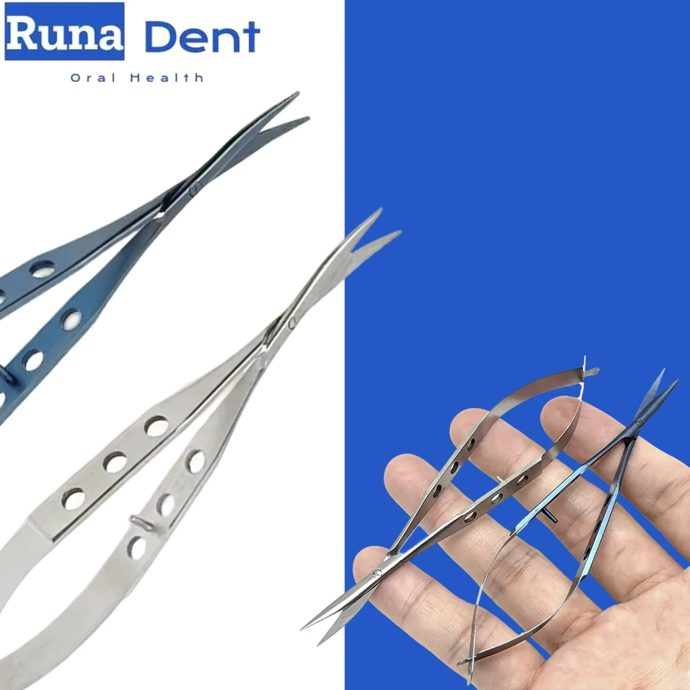 Conjunctival Scissors Blunt Curved Eye Micro Surgical Instruments Ophthalmic Stainless Steel Titanium
