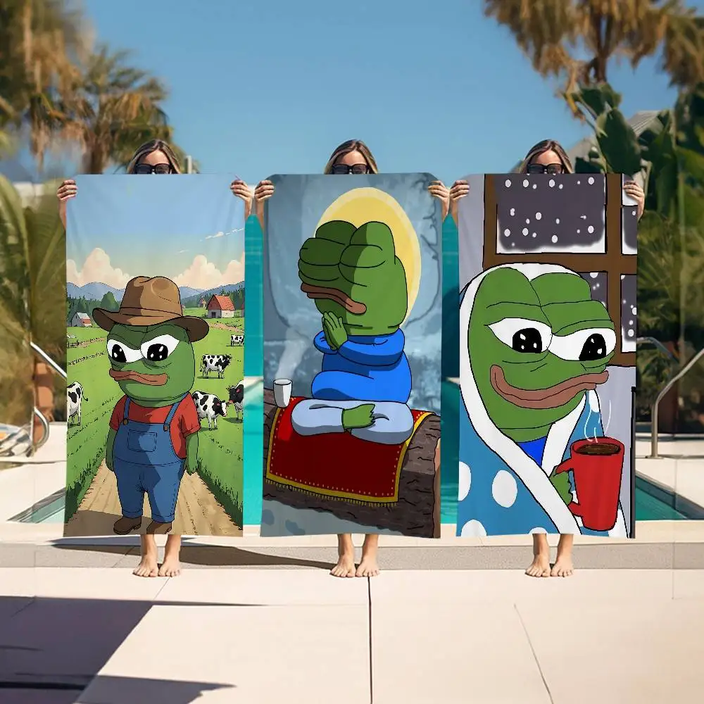 S-Sad F-Frog Meme Bath Towel Microfiber Soft Water Absorbing Breathable For Girl Kids Decorative Cartoon Beach Towel