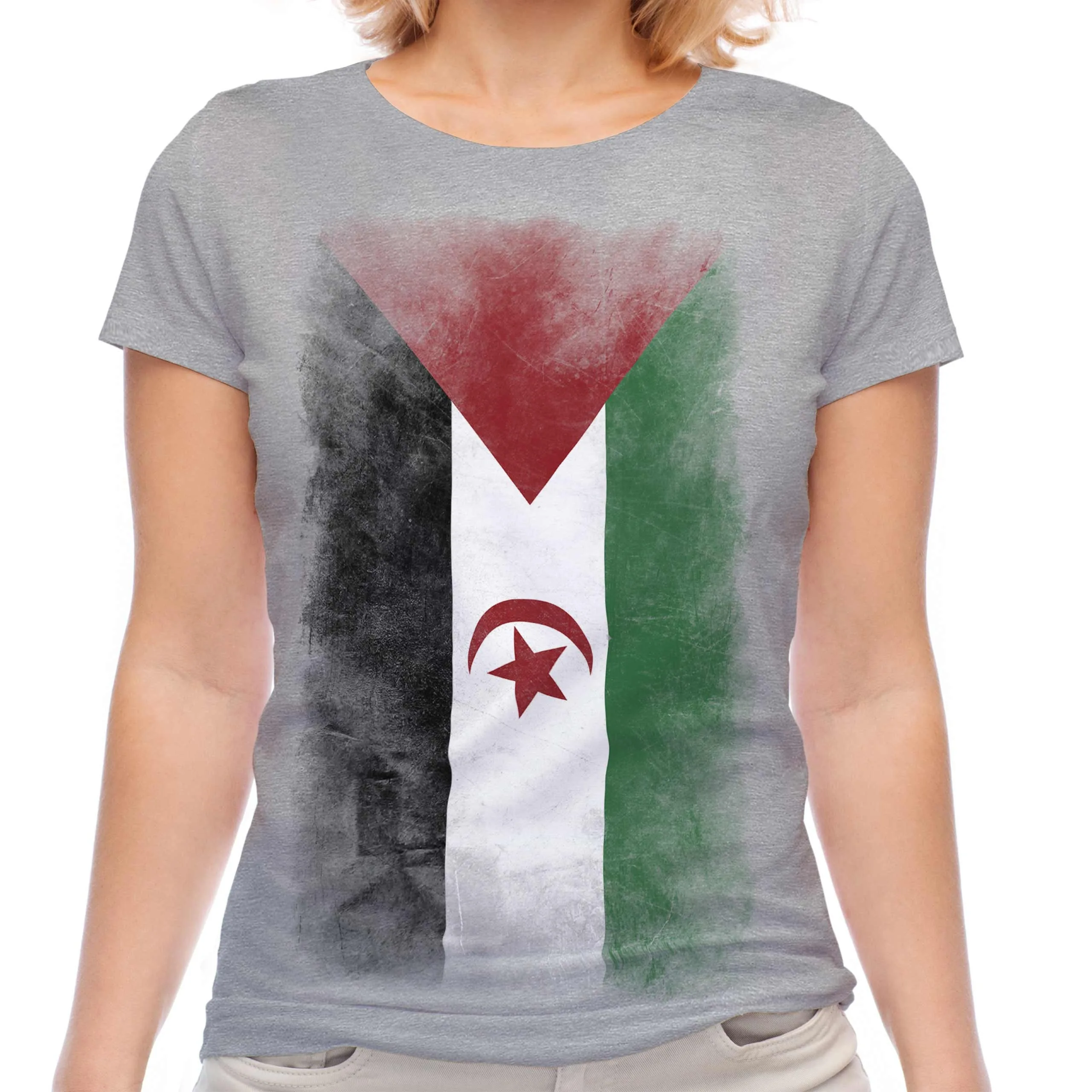 Westerse Sahara Vlag Dames T-shirt Korte Mouw Katoenen T-shirt Oversize Shirt Zomer Jersey Tops Vrouwen Sport T-shirt Streetwear