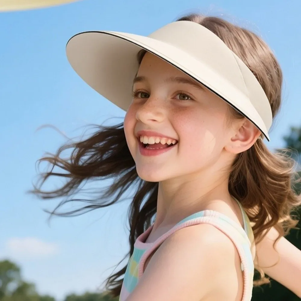 

Comfortable Breathable Kids Sunshade Hat Soft Quick-dry Summer Kid Sunhat Lightweight Solid Color Foldable Empty Top Cap Summer
