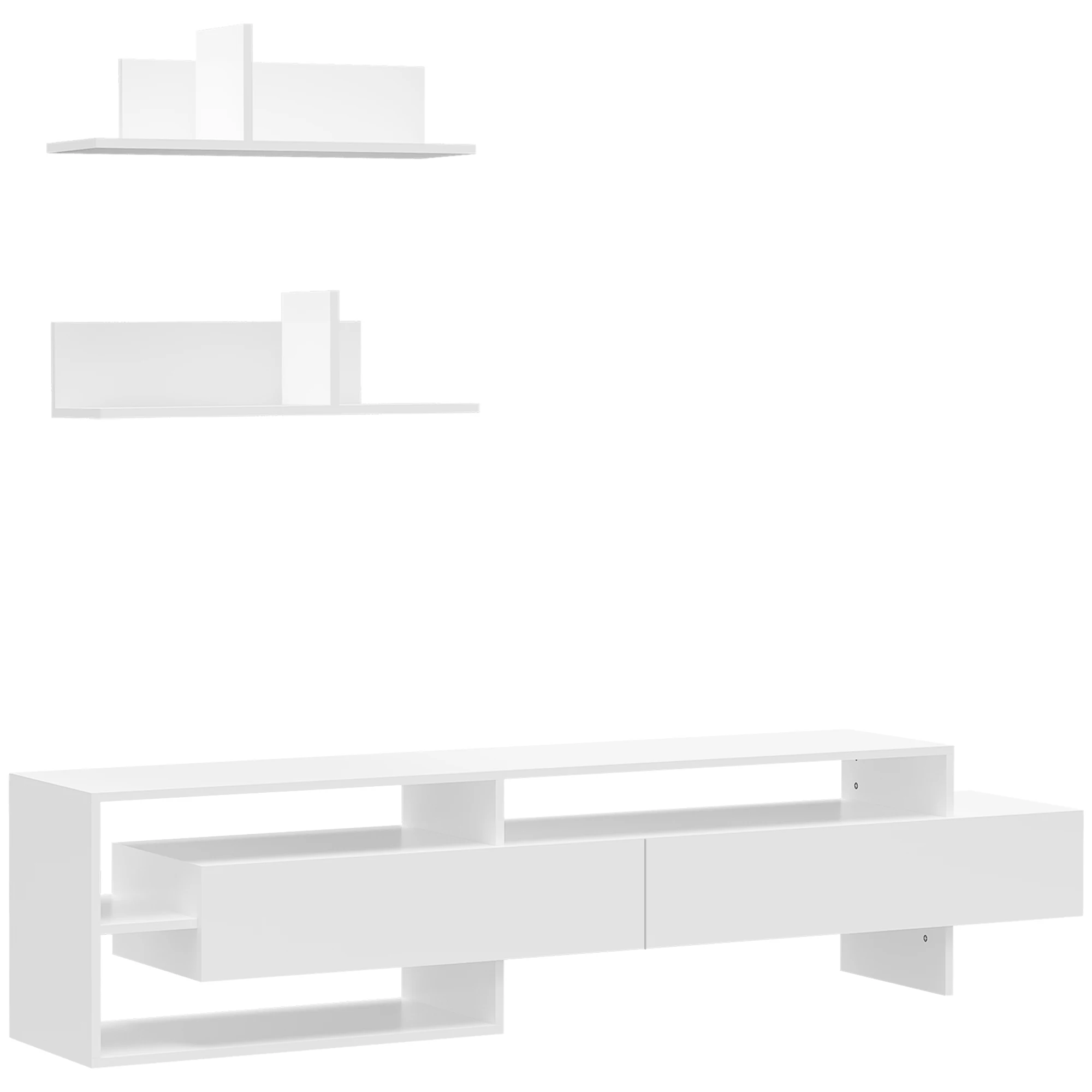 HOMCOM living room furniture with table 180x33,5x42 cm 2 wall shelves 65x20x20 cm