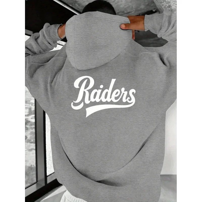

Мужская повседневная толстовка с принтом Raiders Script Свободная толстовка с капюшоном, которую можно стирать в машине, осень-зима на открытом воздухе