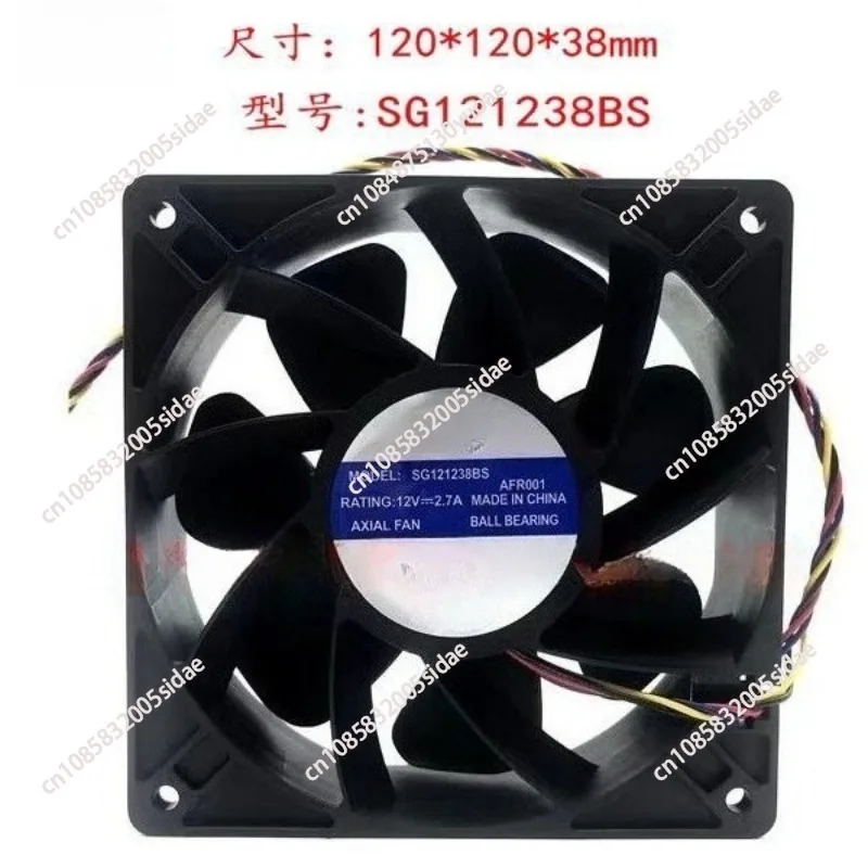 12038 Cooling Fan 12V 2.7A, High Speed 6000RPM 4-Pin Compatible with SJ SG121238BS