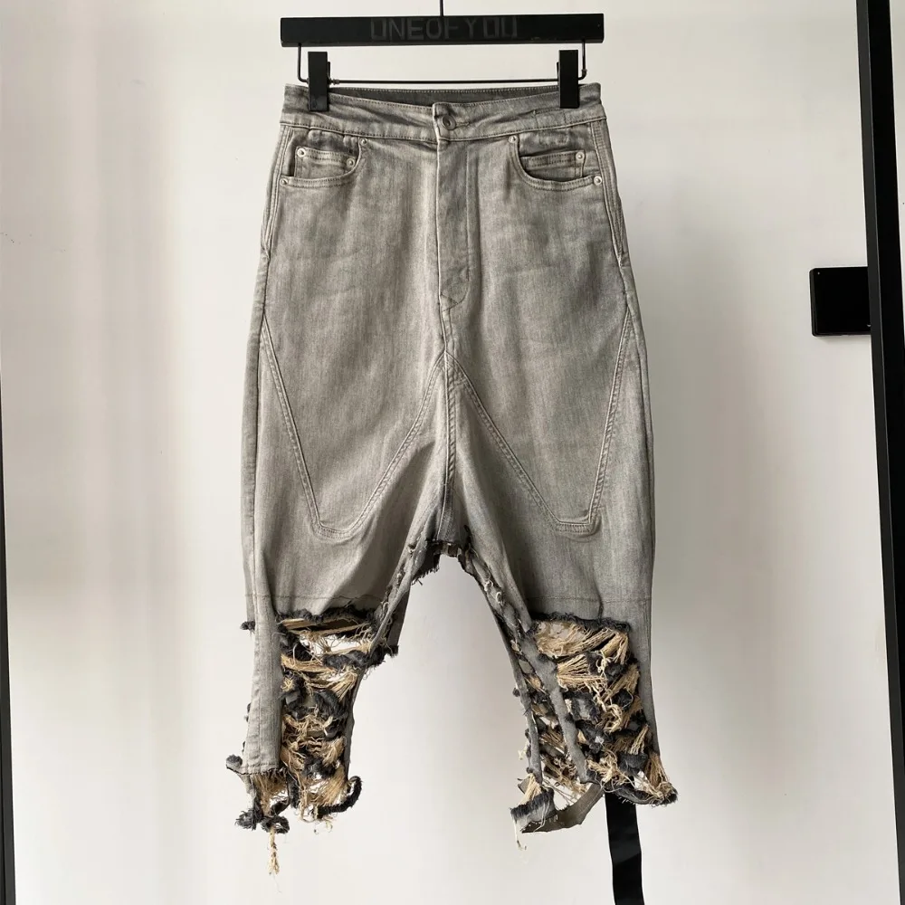 High Street RO Style Dark Washed Distressed Half Skirt Women's Decadent Wasteland Wind Bag Buttocks Slimming Denim Skirts