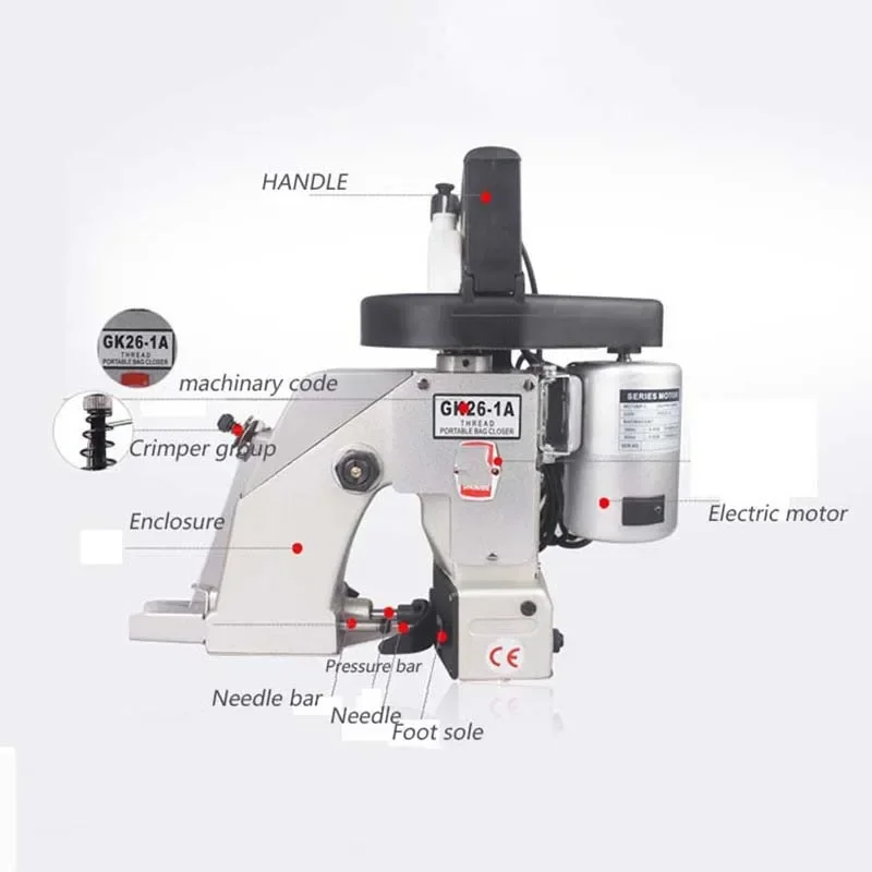 NewGK26-1A Portable Electric Bag Sealing Machine 220V/90W Woven Bag Sewing Sealing Machine Sealing Packaging Machine