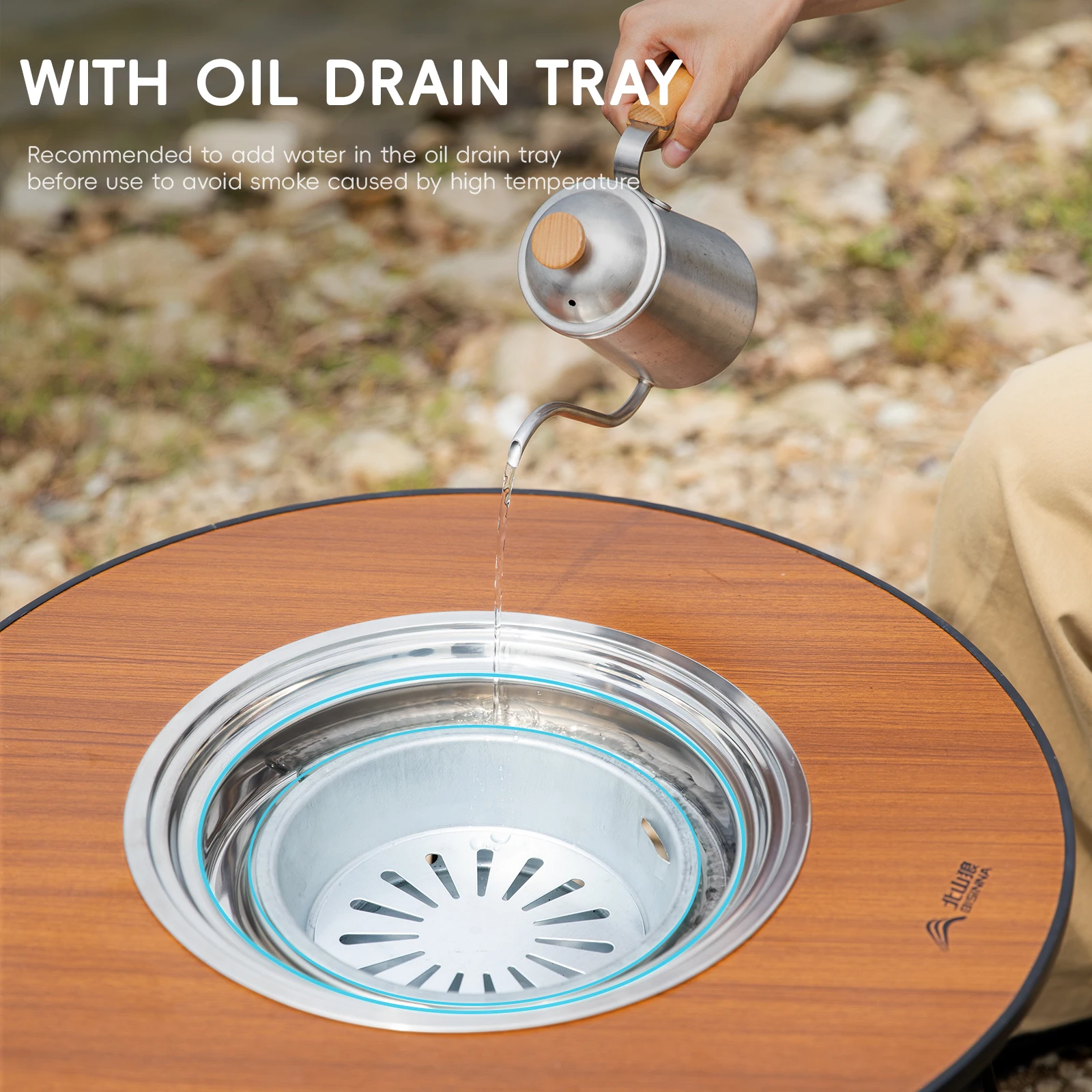 BISINNA Folding Round Table Barbecue Stove Portable Camping BBQ Charcoal Grill With Storage Bag Patio Tea Boiling image 3