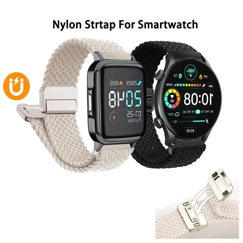 Universal 20mm/22mm Nylon Band Magnetic Buckle Breathable Strap For Haylou LS02 LS05 Pro RT LS05S LS09B RS4 LS12 RT2 LS10