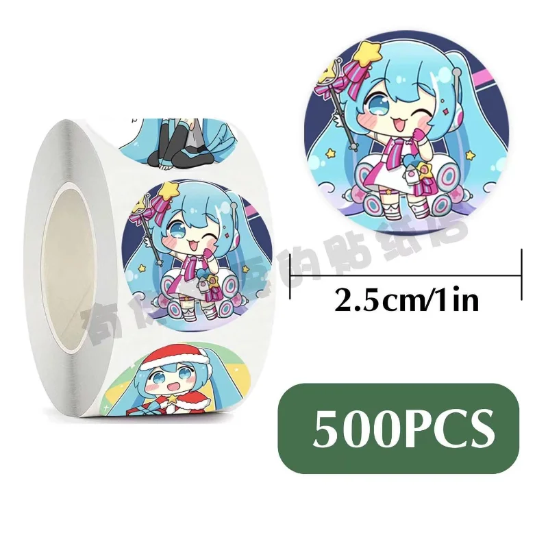 500 قطعة Hatsune Miku ملصق Kawaii ختم التسمية الزخرفية الكرتون الاطفال حفلة الحلوى ملصقات ديكور المغلف ختم سكرابوكينغ #6
