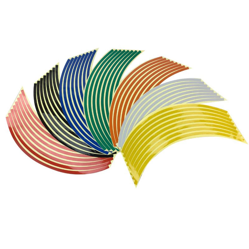 

16Pcs PVC Wheel Strips Stickers Reflective Rim Stripe Tape 18-inch Motorcycle Bike Car Decals Tire Sticker 0.8cm in Width