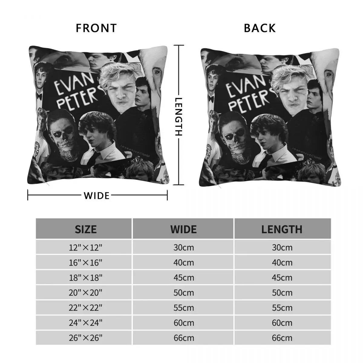 Evan Peters Pillowcase Soft Polyester Cushion Cover Gift Throw Pillow Case Cover Home Zipper 40*40cm