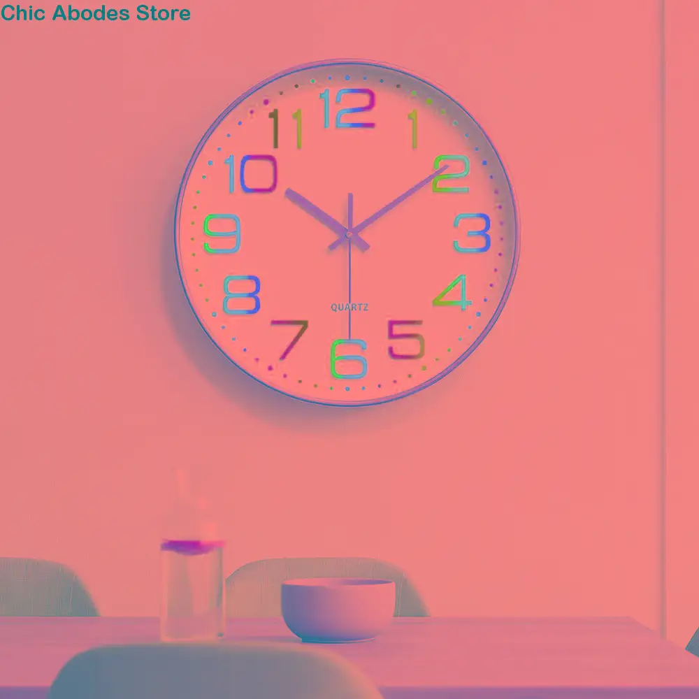 

Modern Simplicity 12 Inch Digital Wall Clock Mute Colorful Numbers Quartz Clock Plastic Wall Hung Clock Home Office Decorative