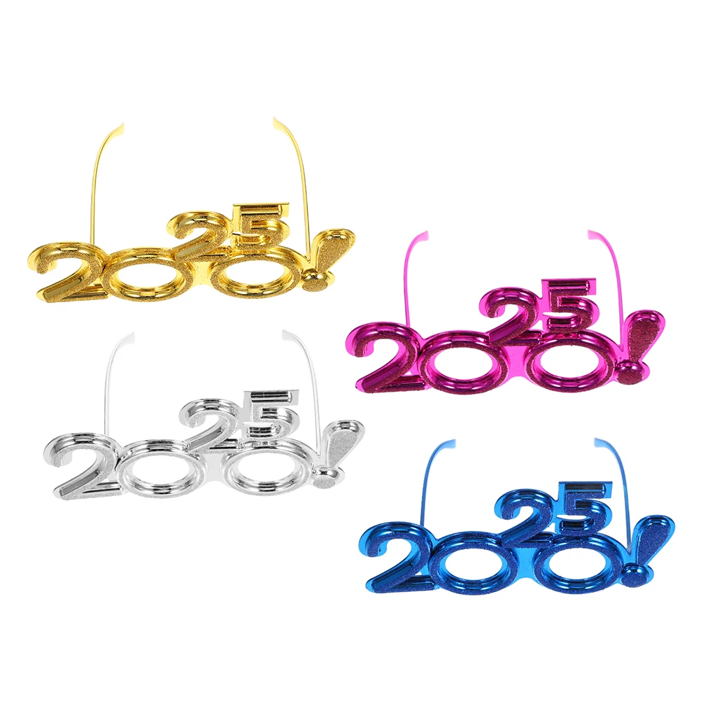 

4Pcs New Year Party Glasses 2025 Lightweight Plastic Eyewear Number Photo Props Fun Holiday Decoration New Years Glasses