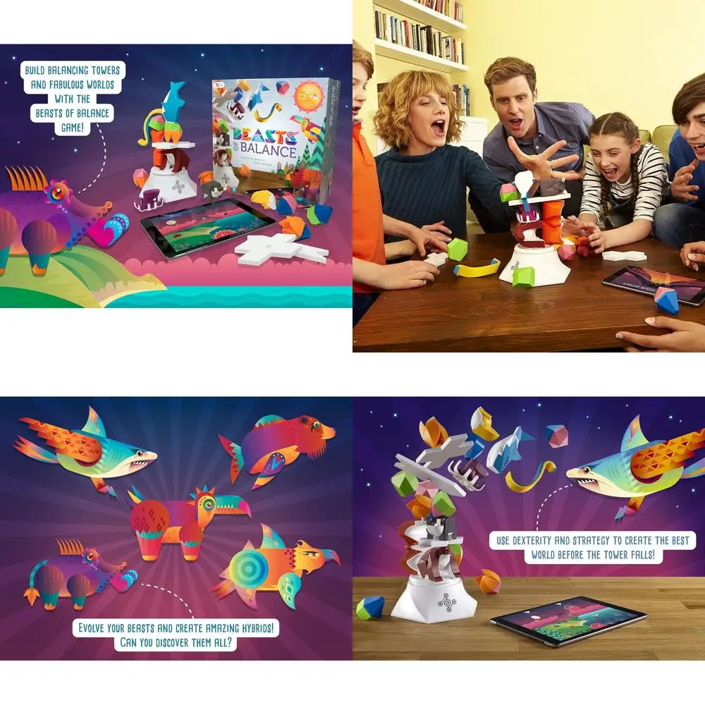 

Beasts of Balance: Digital Tabletop Hybrid Stacking Game for Ages 7+ with Plinth