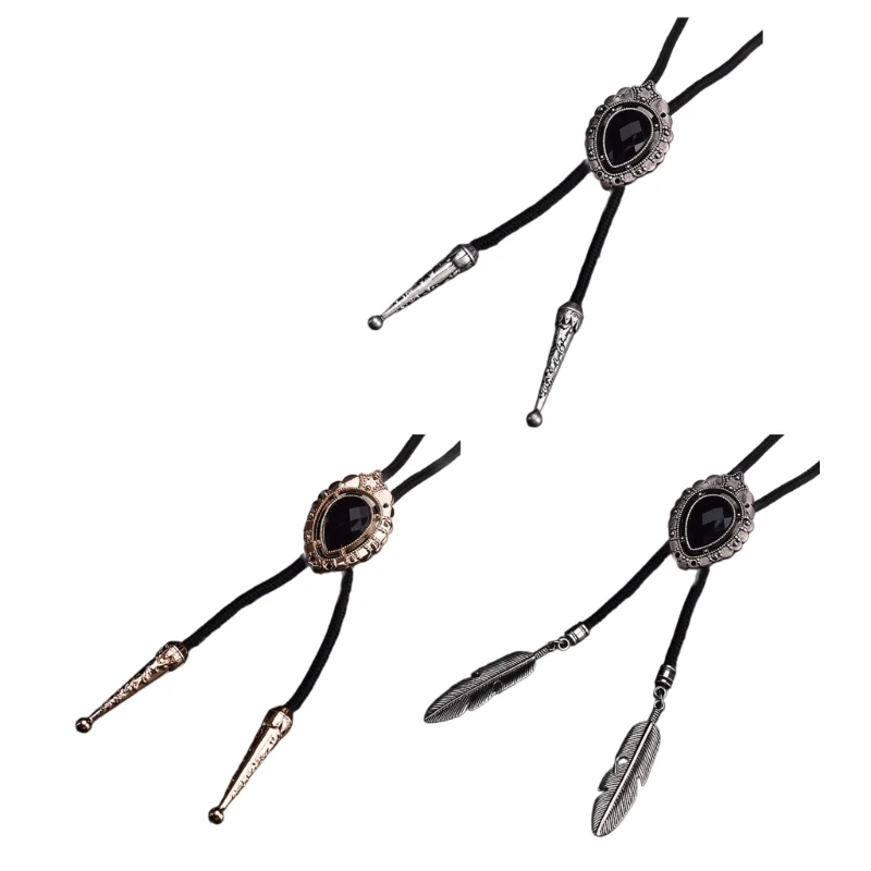 

Y166 Bolo Tie for Men Carnival Necktie Black Buckle Necktie for Shirt