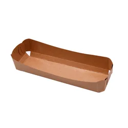 100pcs Disposable Kraft Paper Food Serving Tray Foldable Coating Snack Open Box Hot Dog Fries Chicken Box