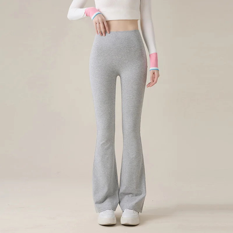 Spring Autumn Micro Flare Pants High Waist No Awkward Line Cotton Leggings Women Korean Fashion Slim Fit Trousers Casual Daily