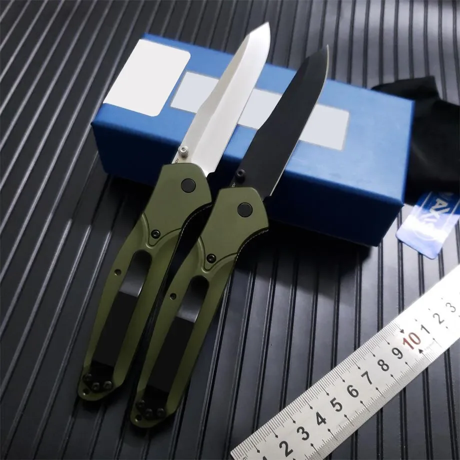 Outdoor 940 Osborne Folding Knife D2 Satin Plain Blade Green Aluminum Handles Camping Pocket Knives Rescue Utility EDC Tool