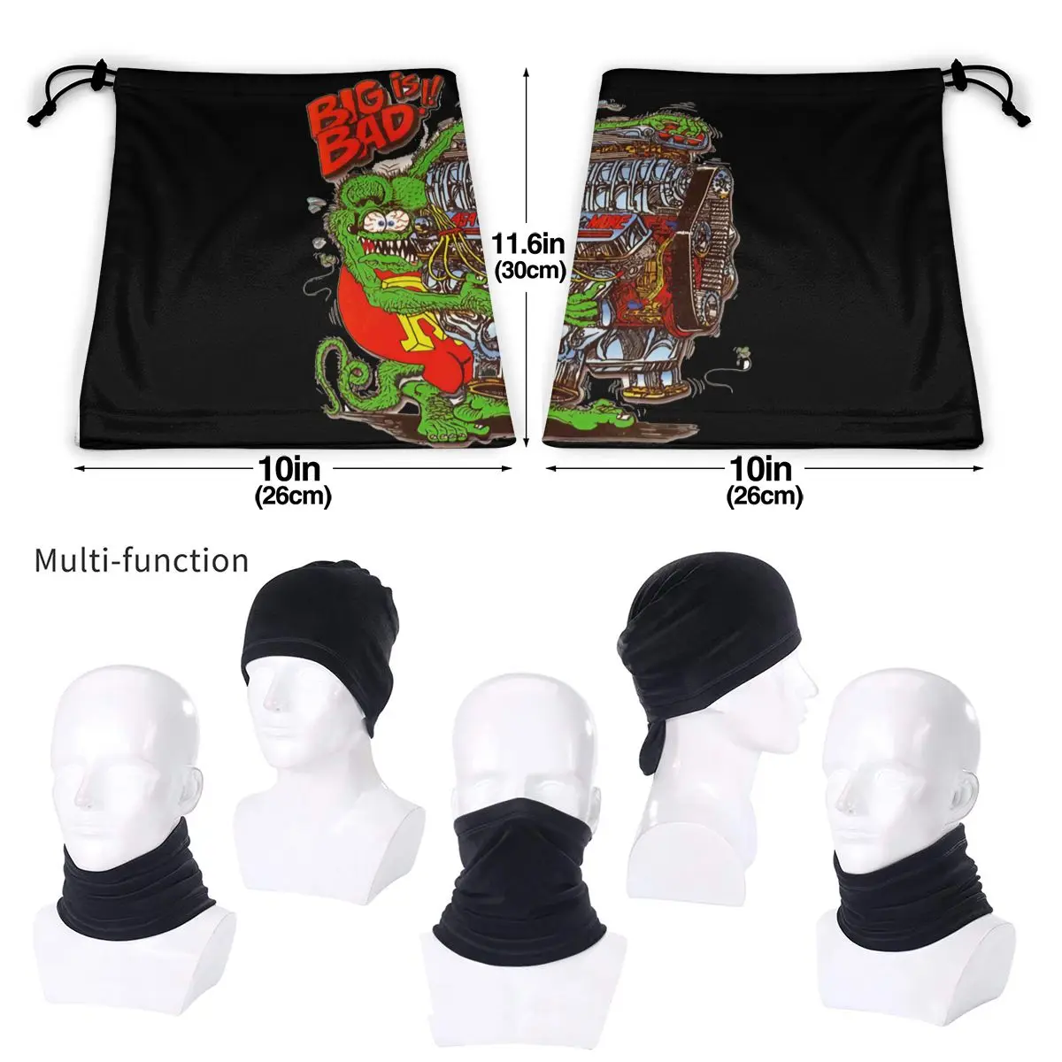 Ed Big Daddy Roth Rat Fink Outrageous Hot Rod Microfiber Neck Gaiter Bandana Scarf Soft Camping Mountaineering