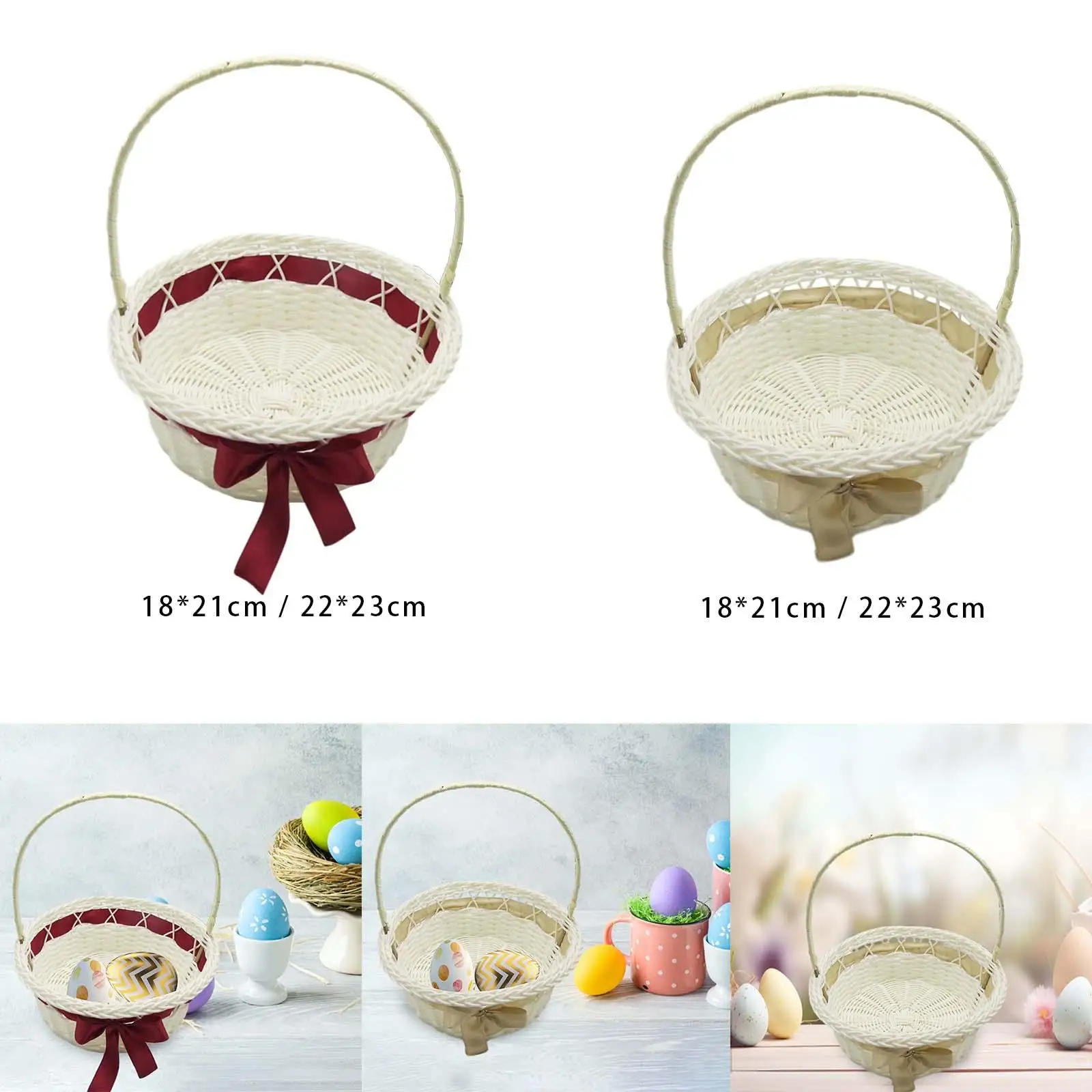 

Wedding Flower Basket Romantic Bowknot Flower Basket Flower Arrangement Basket Easter Eggs Candy Basket for Festival Holiday