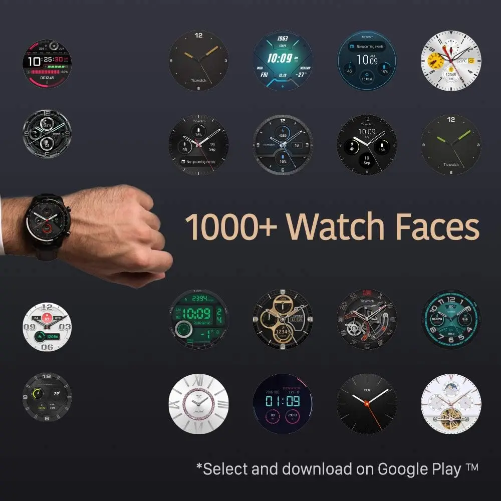 Pro 3 GPS Smart Watch Men's Wear OS Qualcomm Snapdragon 4100 Platform Health Fitness Monitor 3-45 Days Battery Life NFC