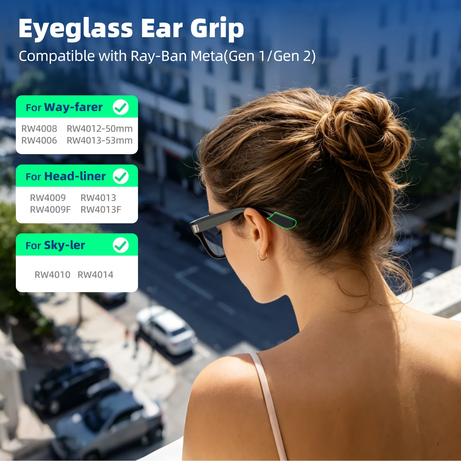 3 Paar rutschfeste Silikon-Brillen-Ohrbügel für Ray-Ban Meta Wayfarer/Skyler/Headliner&Gen 2 Smart Glasses, elastischer Halter – Detail 4