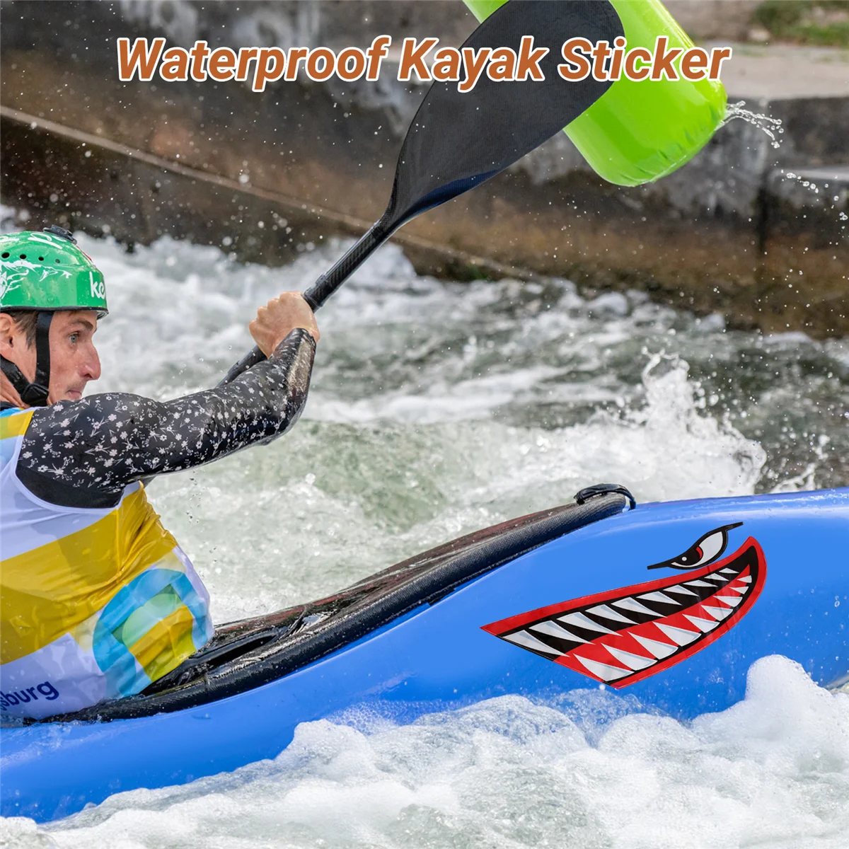 2pcs Waterproof Kayak Sticker Diy Shark Teeth Mouth Stickers Boat Car Truck Accessories Rich