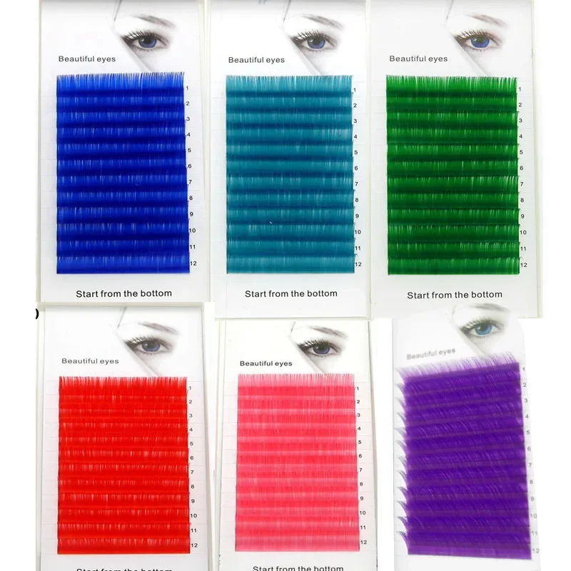 HBZGTLAD C/D 0,07/0,1 mm 8/15 mm falsche Wimpern Mehrfarbige Wimpern individuelle farbige Wimpern Wimpernverlängerungen mit künstlichem Volumen