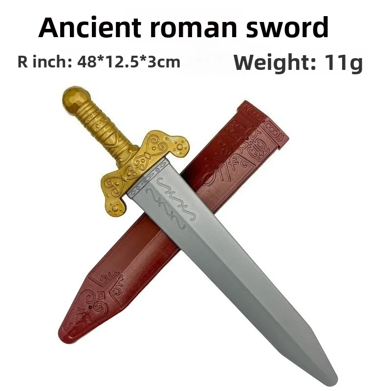 48cm/18.9in Medieval Roman Sword PU Model Weapons Props With Sheath Collectible Display Cosplay Halloween Ornaments Outdoor Toys