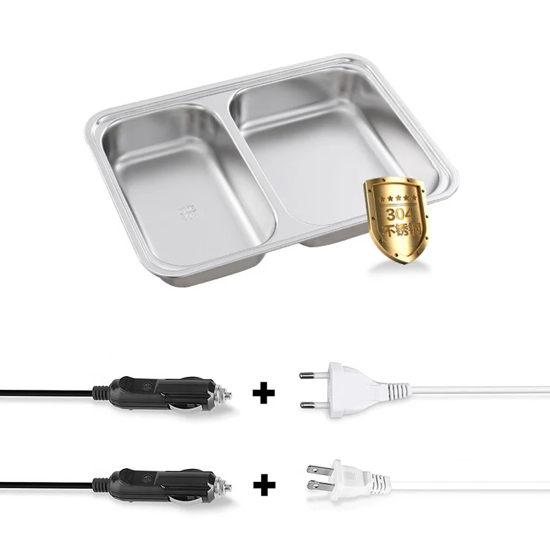 Doppio uso 2 in 1 casa auto in acciaio inox elettrico riscaldato Lunch Box riscaldatore 12V 24V 110V 220V studente Picnic contenitore scaldavivande