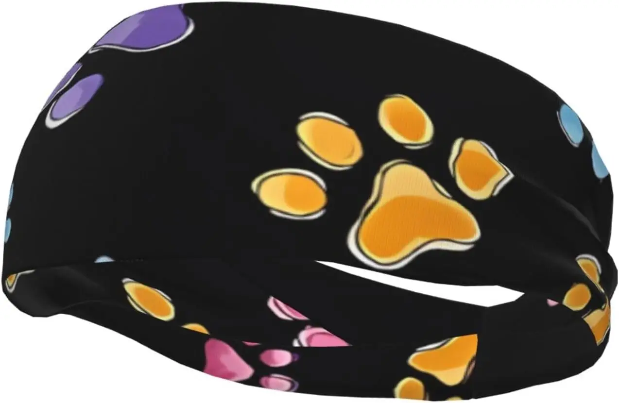 

Sport Hair Bands Moisture Wicking Running Headband Cute Dog paw Print Sweat Headband for Cycling Basketball Yoga Hairband