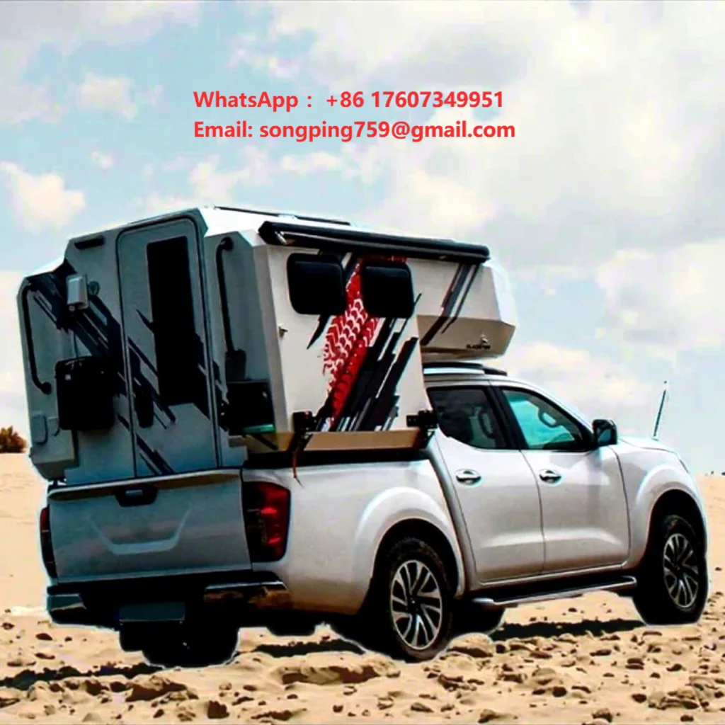 Slidable Camper for Folding Roof Truck Light Trailer for Off-Road Travel Truck Camper with Camping Roof Awning