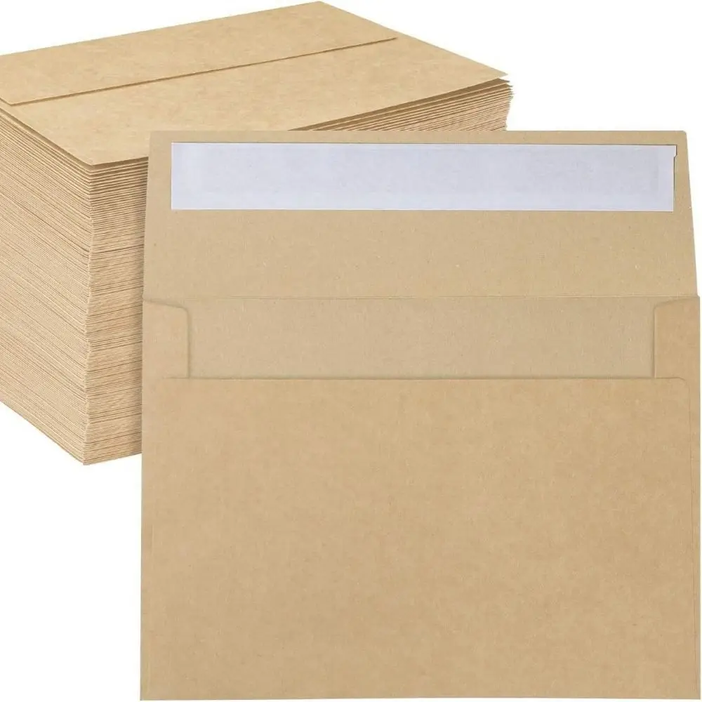 20pcs Blank Kraft Envelopes Sealing Pe Release Adhesive Kraft Paper Postcard Multi-function Greeting Card