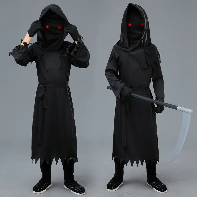 Spooky Ghost Bodysuit Halloween Skeleton Costume Adult Kids Unisex Horror Cosplay Party Masquerade Outfit