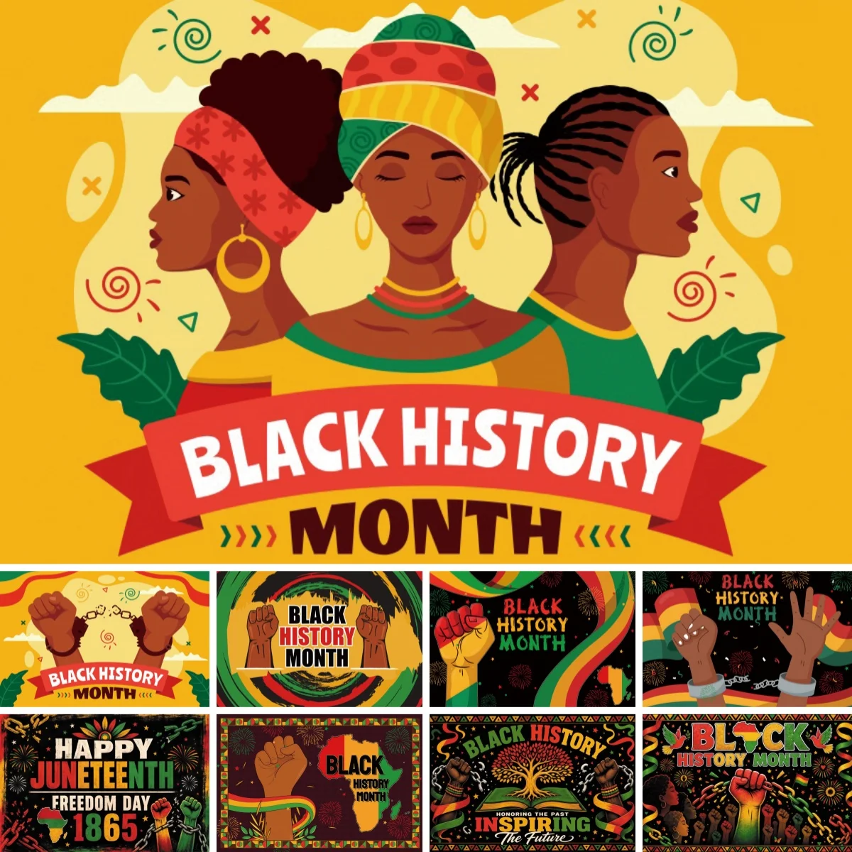 Yeele Black History Month Photography Background African American National Holiday February Festival Party Decor Backdrop Banner