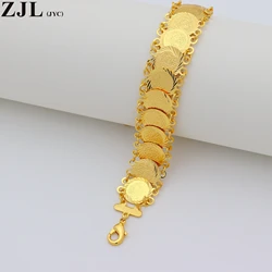 Islam Money 18K Gold Plating Coin Bracelet Gold Color Unisex Arab Middle Eastern Charm Bracelet Jewelry