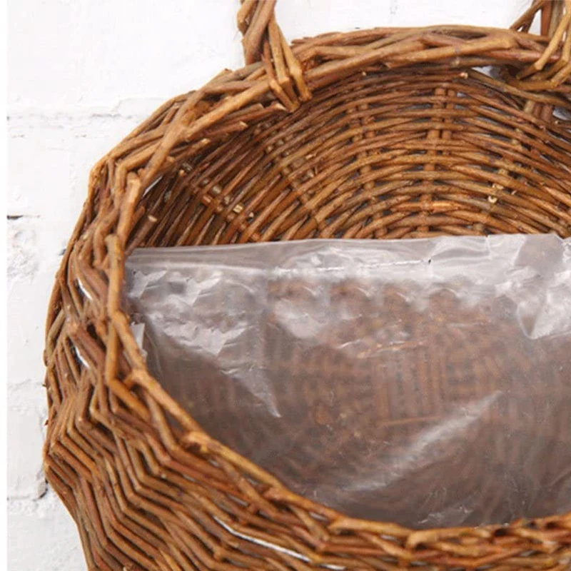 Cesta De Suspensão De Tecido Artesanal, Vime Natural, Cesta De Armazenamento Para Casa, Jardim, Casamento, Decoração De Parede