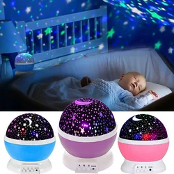 子供の寝室、LEDナイトライト、星空、月、銀河、テーブルの装飾、赤ちゃんのための回転スタープロジェクターランプ