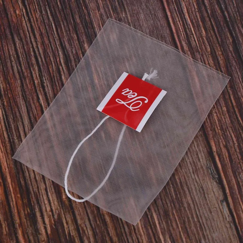 4000Pcs 5.5 X 7Cm Pyramid Tea Bag Filter Nylon Tea Bag Single String Label Transparent Empty Tea Bag