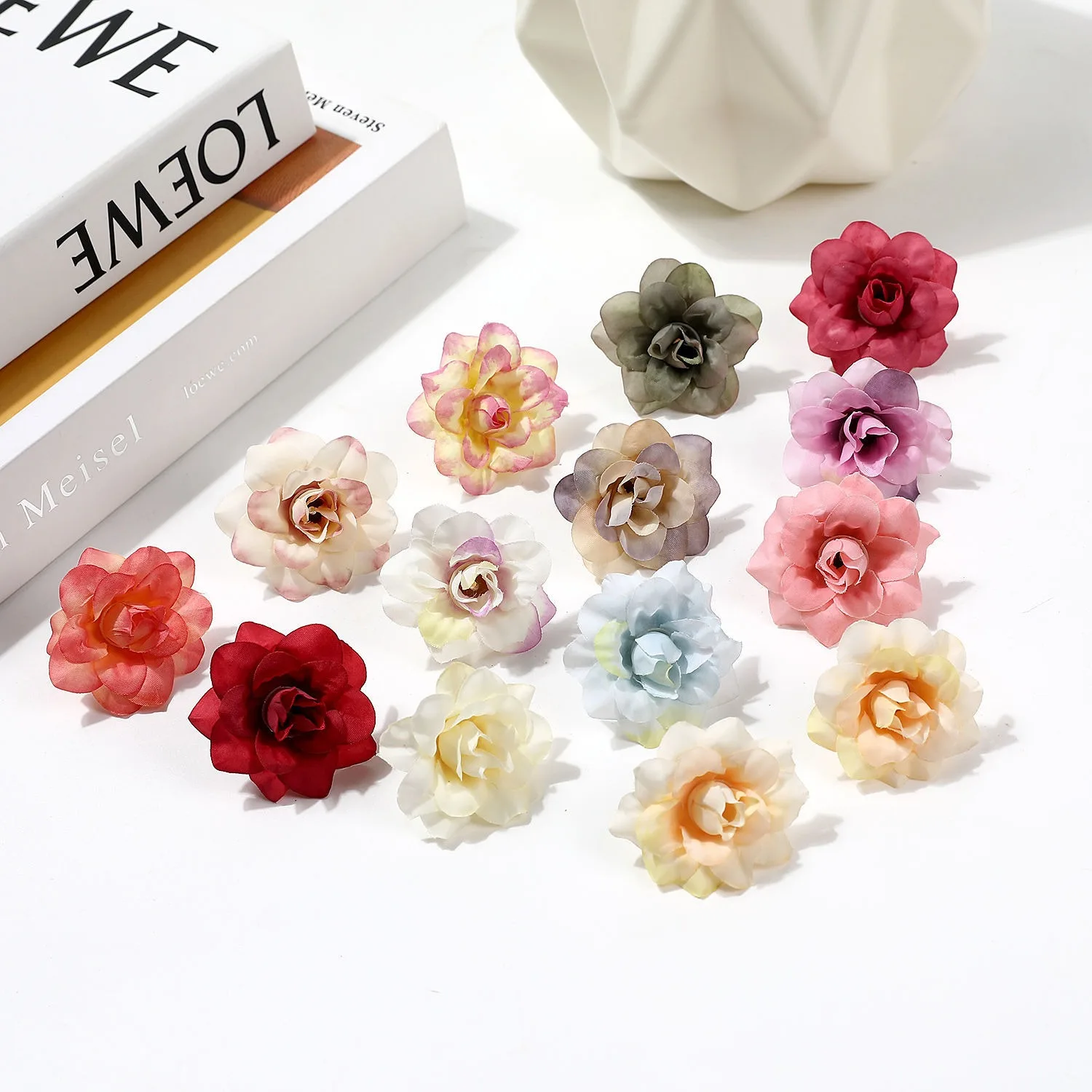 5/10Pcs Artificial Flowers Silk 4CM Rose Head for Home Room Decor Wedding Decorations DIY Christmas Garland DIY Gifts Accessory
