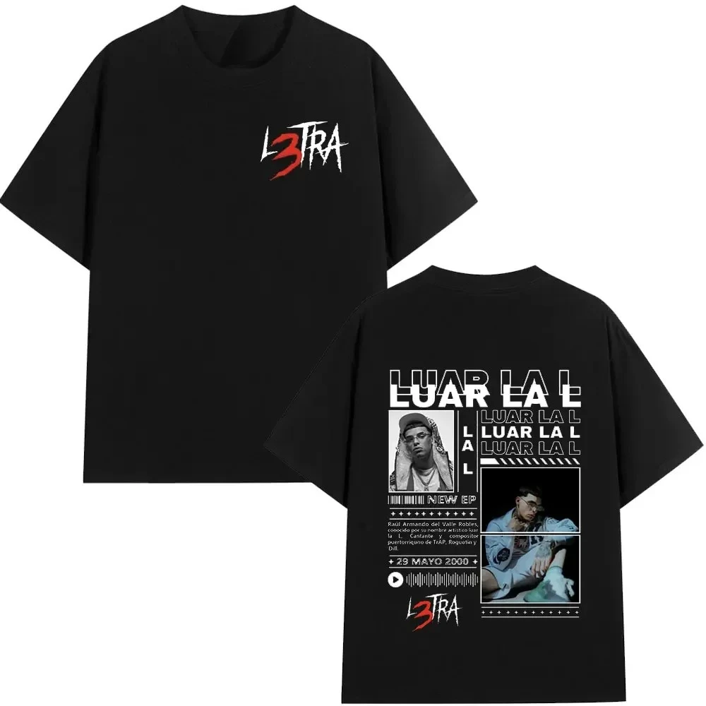 Camiseta Gráfica Rapper Luar La L L3TRA, Unisex, Estilo Hip Hop, Holgada, de Manga Corta, Informal, para Uso Diario, Ropa Urbana