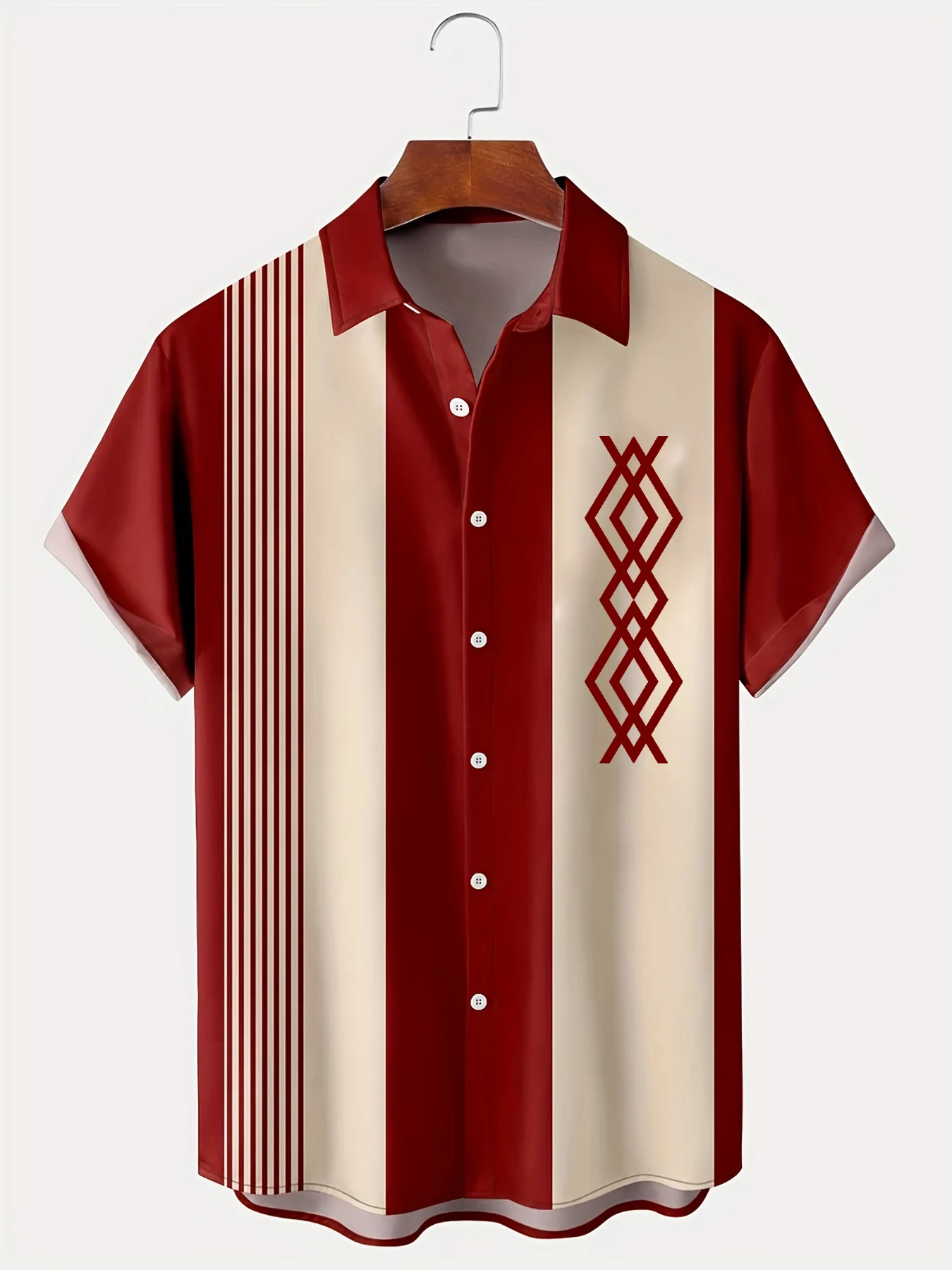 Simple Striped 3D Printed Shirt Summer Cool Breathable Short Sleeve Tops Business Casual Lapel Button Shirts Father's Day Gift