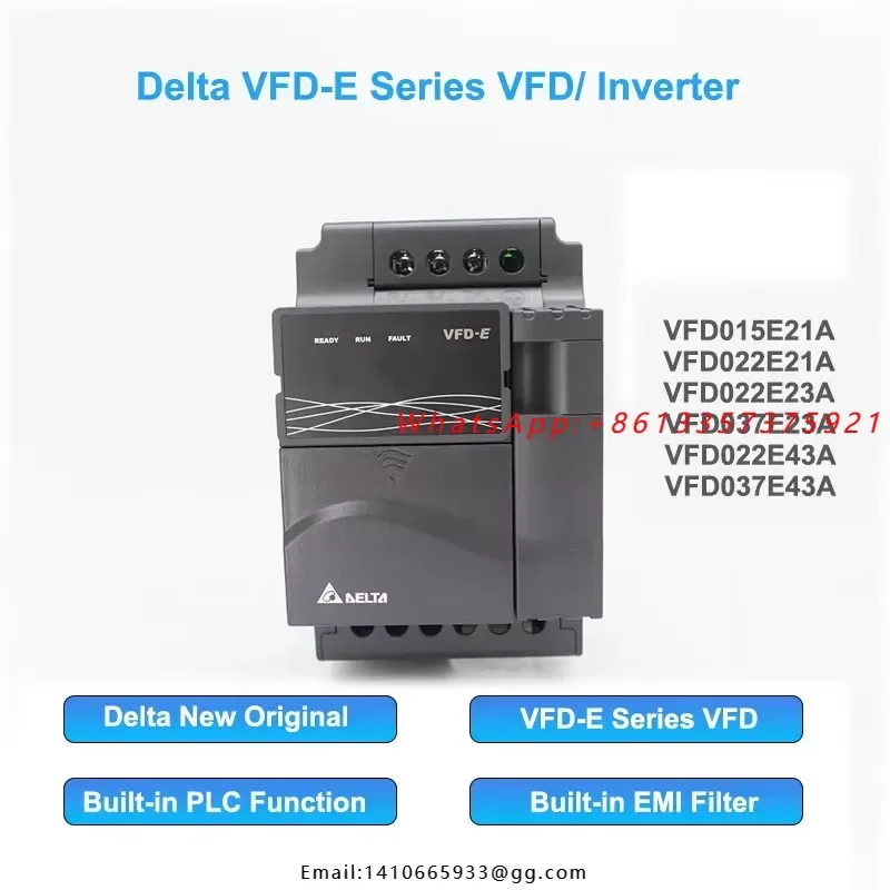 New VFD037E43A Three Phase Compact AC Drive VFD-E Series 3.7KW 380V Inverter with Built-in PLC for Motor
