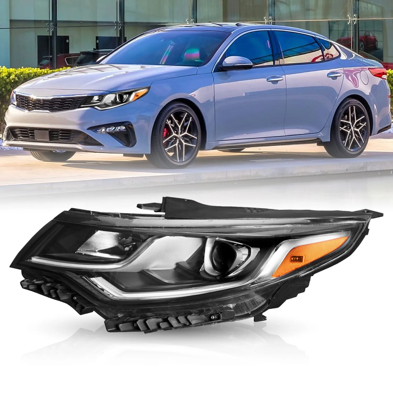 

USED Driver Left Side For 2019-2021 Kia Optima Headlight Halogen With LED DRL