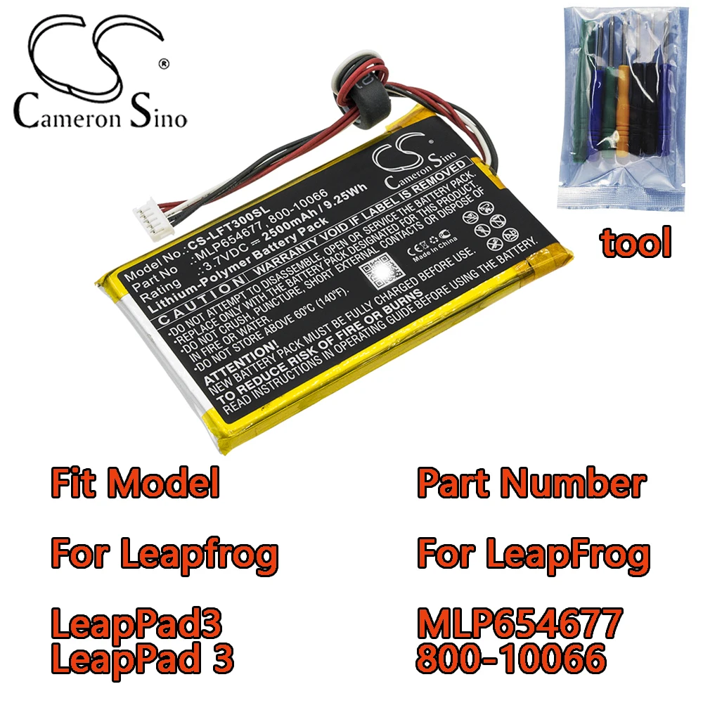 Cameron Sino 2500mAh Tablet Battery For Leapfrog LeapPad3 LeapPad 3 Part Number For LeapFrog MLP654677 800-10066
