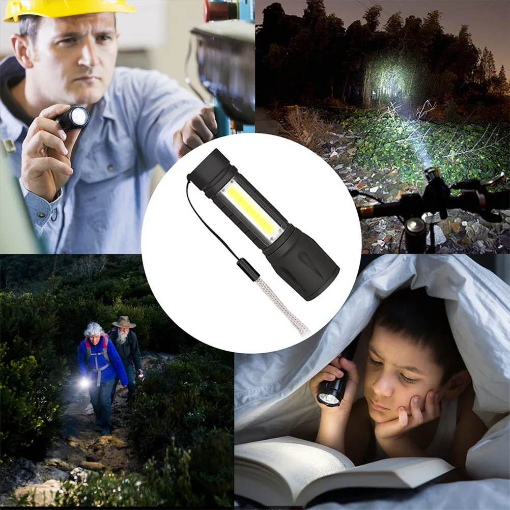 Rechargeable Emergency Flashlight USB Handheld Torch 3 Light Modes for Camping Hiking Fishing Indoor Outdoor