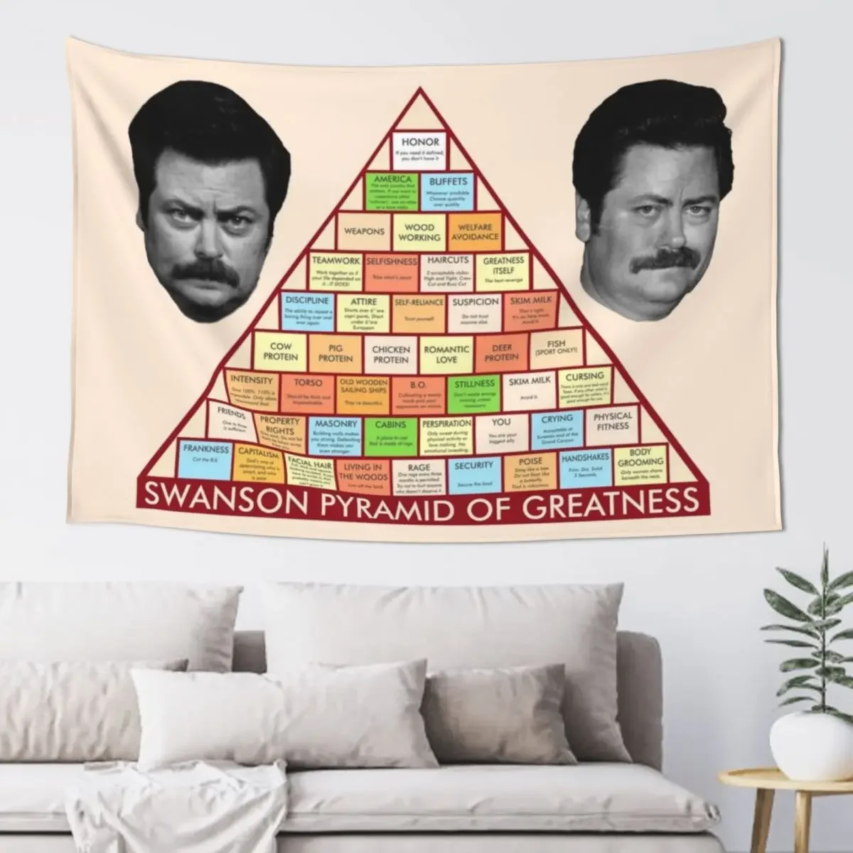 

Ron Swanson Pyramid of Greatness Tapestry Home Decorators Nordic Home Decor Decoration Wall Wall Art Tapestry
